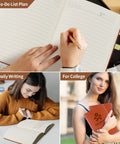 Hands writing in Engineer Definition Leather Journal Notebook For Gearheads And Builders, great gift for engineering students and pros.