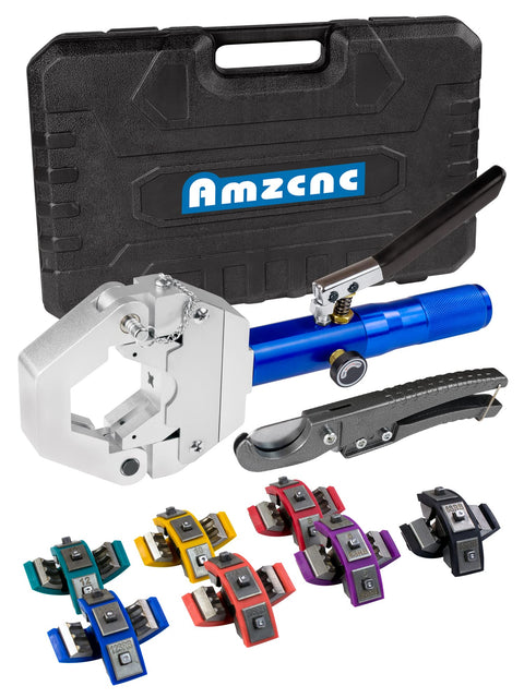 Portable Hydraulic AC Hose Crimper Kit With Snap-On Dies, carrying case, handheld crimp tool and dies for AC hose repair