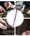 Portable Handy Ergonomic Seed Spreader And Seeder Tool For Lawn And Garden, displaying precision sowing in various gardening settings.