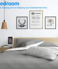 Heavy Duty Dual Usb Wall Outlet With Slick Black Faceplate And Rapid 15 Amp Receptacle For Lightning Fast Phone Charging in a modern bedroom.