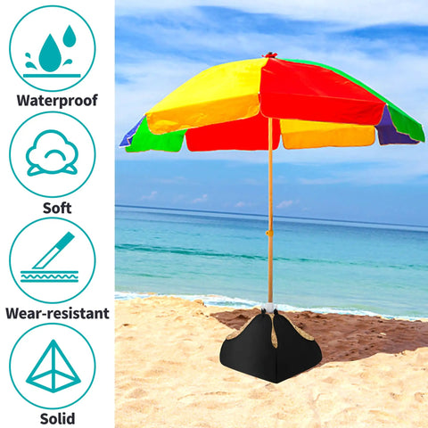 Heavy Duty Beach Umbrella Base Weight Set With Fillable Sand Bags 4 Sided Anchor Adjustable Fit For 1 To 1.4 Inch Poles
