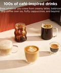Various drinks made with Home Barista Luxe Café Mini Espresso Machine With Built-In Burr Grinder And Drip Coffee, 2-In-1 Brewing