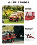 Heavy Duty Steel Garden Cart On Wheels With Removable Mesh Sides That Flip To Flatbed 880 Lb Capacity Outdoor Yard Wagon in use