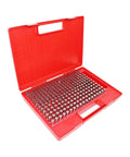 Steel Pin Gauge Set 250 Piece M2 Bearing Steel With Plastic Case 0.251 to 0.500 Inch Range Minus 0.0002 Inch Tolerance And 0.001 Inch Steps For Carpenters And DIYers In Home Improvement, red case open