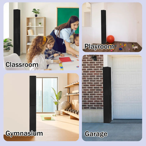 Heavy Duty Wall Corner Guards With Thick Foam Liner For Basketball Courts And Gyms Water Resistant Corner Pads in various settings.
