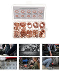 Super Cool 200 Piece Copper Crush Washer Set M5 To 14mm Assortment Kit Perfect For Sealing Oil Leaks In Cars And Industrial Gear Plus Precision Tools, assorted copper washers in case