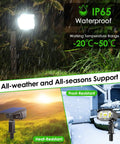 Solar Spotlight 40 LED Outdoor Lights USB and Solar Powered IP65 waterproof landscape lights in various weather conditions.