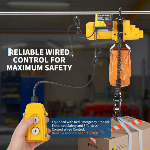 Beefy 1100 Lb Electric Chain Hoist With 15 Ft Lifting Height And 120V Single Phase Overhead Crane G100 Chain And 10 Ft Wired Remote