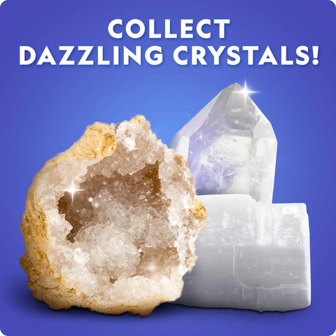 Rock Collection Kit For Kids With 300 Plus Real Gemstones Crystals And Minerals Includes Two Geodes To Crack Open