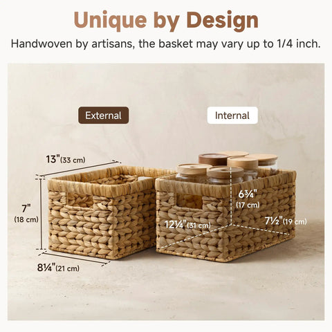 Real Deal Handcrafted Water Hyacinth Wicker Storage Baskets That Make Household Organization Way Easier And Built Tough For Every Kitchen Shelf Or Closet Space Pack Of Two