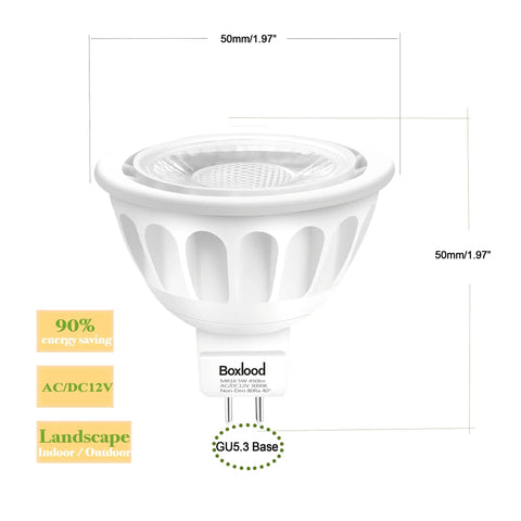 MR16 LED Light Bulbs 5W Non Dimmable Replacement for 50W Halogen, 3000K Warm White, 40 Degree Beam, GU5.3 Bi Pin Base, 12V AC DC Compatible, Ultra Energy Saving, 6 Pack