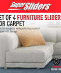 Slide Heavy Items With No Struggle Peel And Stick Floor Savers Round Furniture Sliders For Carpet Gliding Smoothly Over Area Rugs Zero Hassle When Shifting Couches Or Dressers In Warm Tan Shade Pack Of Four displayed with a modern couch and decorative pillow.