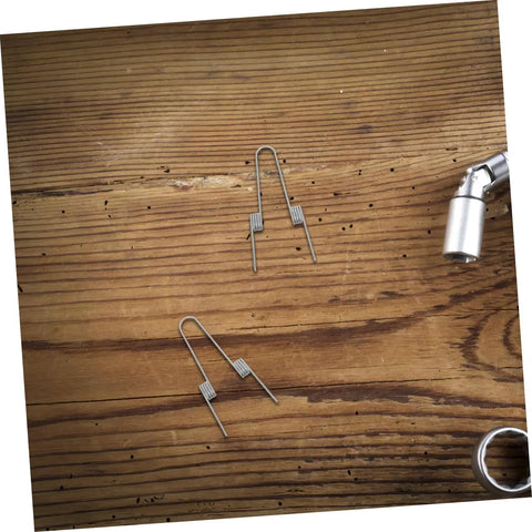 Topperfun 4pcs Stainless Steel Garbage Bin Lid Replacement Springs Dual Coil Torsion Kit For Flip Top Repair on wood surface
