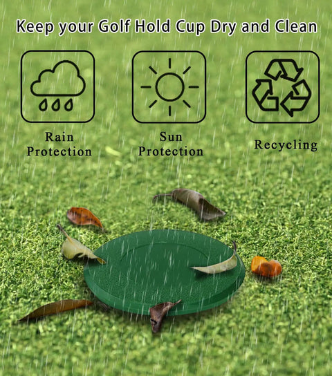 Two Sets Golf Hole Cup With Covers For Backyard Practice Putting Green, Weatherproof ABS Cups And Hole Covers in rain