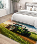 Farmhouse Tractor Pattern Area Rug 8x10 Non Slip Low Pile Machine Washable for Living Room Bedding Decor