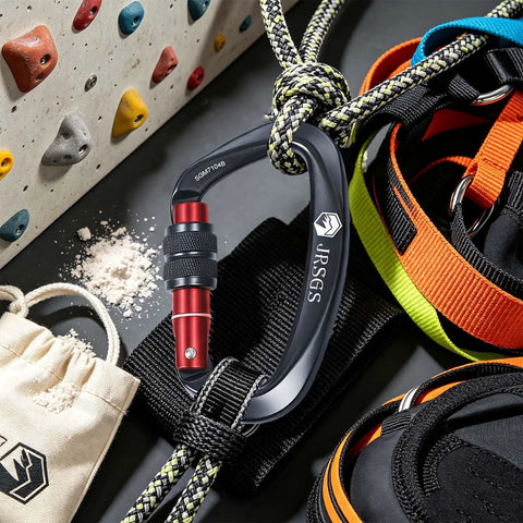 Beefy 25kN Locking Climbing Carabiner UIAA Certified Heavy Duty Large Size for Climbing with Knurl Nut Locking Mechanism