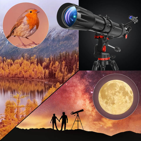 90Mm Aperture Refractor Telescope For Adults Kids And Beginners With 900Mm Focal Length 450X Magnification in nature scene