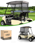 Top Tier Golf Cart Sun Shade Cover Fits Club Car Ds Precedent And Ezgo Txt Rxv on a golf cart with mesh curtain.
