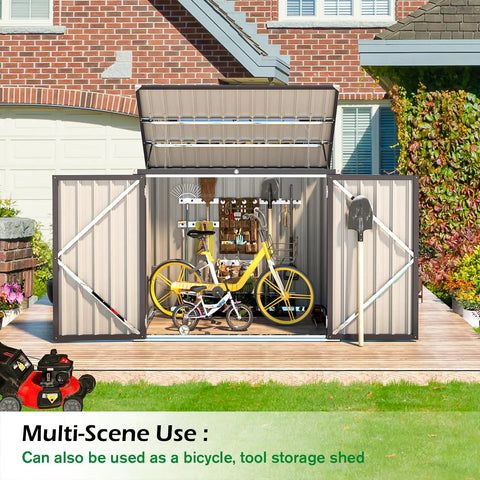 Outdoor Trash Can Storage Shed With 46 Cu Ft Capacity, Waterproof Horizontal Cabinet, Dark Grey Outdoor Storage Solution For Bikes And Yard Gear, Weatherproof, Easy Install And Durable Shed For Patio