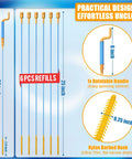 Heavy Duty 30 Inch Drain Snake Snagging Hair Clogs In Showers And Sinks Reusable Nylon Hook Auger with 6 refill tips shown.