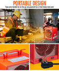 Beast 5600W 240V Infrared Heater For Large Garages And Warehouses, Portable Wall Or Ceiling Mount in use at construction site