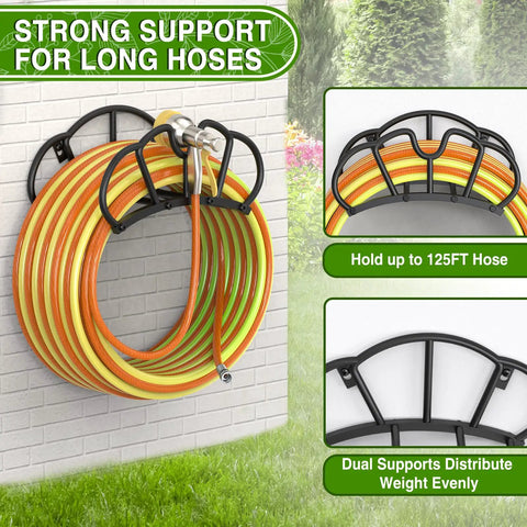 Heavy Duty Garden Hose Holder Wall Mount With Dual Support To Prevent Wobble Holds Up To 125 Feet Of Hose Metal Storage Reel