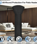 Beefed Up Heavy Duty Outdoor Patio Heater Cover With Zipper And Storage Bag, Waterproof UV Resistant Dust Proof Windproof Shield, black.