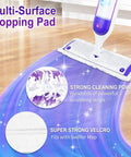 20 Pack Disposable Power Mop Pads Compatible With Swiffer Power Mop Multi Surface And Wood Mop Refills For Quick Cleanups No Mess Mopping And Pet Hair Removal Easy Fit For Fast Mopping. purple multi-surface mop pad with scrubbing strips on wood floor