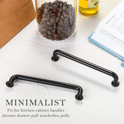 Ten Pack 5 Inch Matte Black Cabinet Handles for Cabinets and Drawers, Dope Modern Cylindrical Kitchen Pulls on counter