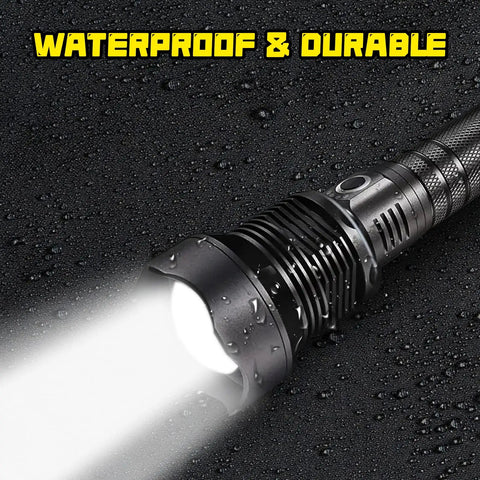 Beast Mode 90,000 Lumens Rechargeable LED Flashlight With Zoomable Beam, 3 Modes, Waterproof Tactical Light