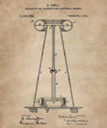 Steampunk Patent Print Wall Art Set For Engineers 8x10 Unframed Prints Featuring Dope Electrical Coil Invention History Industrial Home Decor For Nerds And Geeks Tesla Inspired Gift For Science Lovers And Makers, featuring Nikola Tesla's patent for electrical energy transmission.