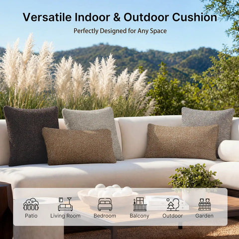 Outdoor Lumbar Pillow Set Of 2 With Inserts, Water Resistant Throw Pillows For Patio Furniture, 12X20 Inch Cushions on sofa
