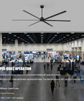 Straight Up 144 Inch HVLS Industrial Ceiling Fan Built Tough With 130W DC Motor six reversible aluminum blades in large venue.