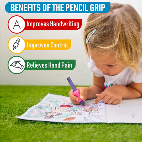 Child using 3 Step Pencil Grip Training Kit For Kids And Adults, Crossover Grip, Pinch Grip, and Standard Grips, great for control.