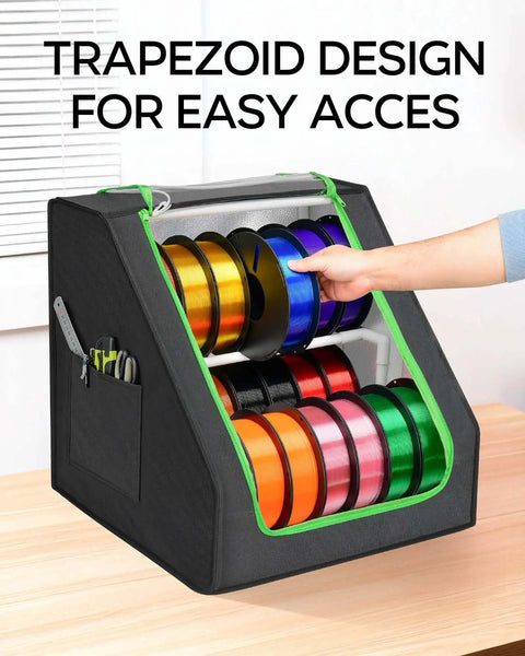 Heavy Duty 3D Printer Filament Storage Box With 21 Spool Capacity, 2-Tier Filament Rack Organizer, trapezoid frame design