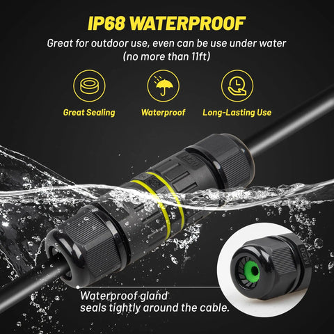 Outdoor 3 Pole Junction Box IP68 Waterproof M20 Cable Gland Wire Connector Kit For 5 To 12mm Cables UL Listed Flame Retardant 3 Pin Box For Extending And Repairing Extension Cords 4 Pack in waterproof cable seal view