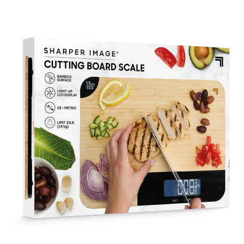 Bamboo Cutting Board With Built In Digital Scale For Quick Meal Prep And Precise Weighing In Grams And Ounces 33 Lb Capacity