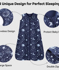Cotton Baby Sleep Sack Set Three Pack For 6 To 12 Months Lightweight 0.5 Tog Wearable Blanket With Two Way Zipper in space design