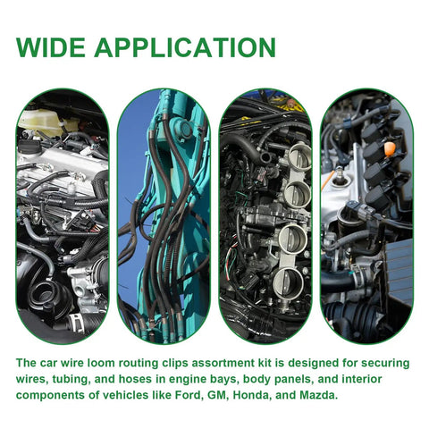 Wide application of 240 Piece Car Wire Loom Routing Clips Kit Must Have With 15 Sizes Universal Wiring Harness Clips And Push Mount Cable Ties.