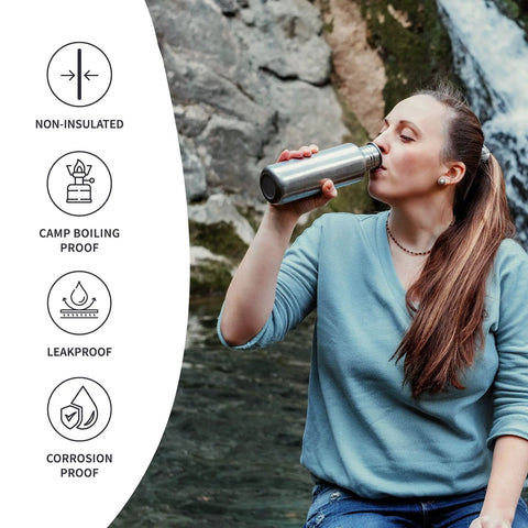 Straight Up Reliable Stainless Steel Water Bottle 32 Oz Single Wall Reusable Drinkware Built Tough For The Daily Grind Scratch Resistant Finish Makes Cleanup A Breeze Solid Core Keeps Your Faves Ice Cold Anytime You Hit The Trail Or Gym