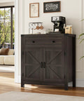 Coffee Bar Cabinet With Drawer And Two Door Cabinet Modern Farmhouse Kitchen Storage Sideboard in living room