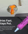Top Notch Hot Pink Tamper Seal Inspection Paint For Bolts Fasteners With Instant Crack Detection Quick Drying Formula No Sweat Setup For Cars And Daily Driver Gearhead Hangouts One Point Five Ounces on a nut, showcasing its quick-drying feature.