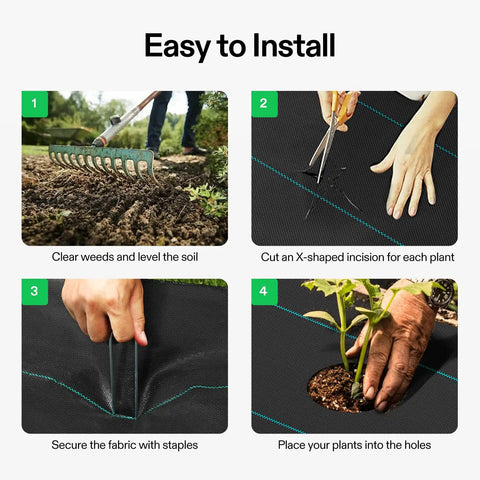 Heavy Duty Pro Grade Weed Barrier Landscape Fabric 5 Oz Dual Layer Ground Cover Mat installation steps