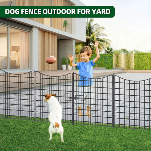 18 Panel No Dig Decorative Fence With Gate For Outdoor Yard And Patio, 33 Inches High, 40.5 Feet Long, shown installed