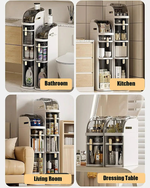 Slick Rolling Storage Cart Featuring Smooth Slide Out Acrylic Compartments And A Removable Ventilated Lid For Keeping Your Space Fresh And Totally Sorted