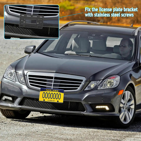 Universal Front License Plate Bracket Mount Kit With Anti Theft Stainless Steel Screws And Bolt Caps for cars without pre drilled holes