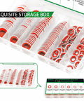 AC Compressor Port Bonded Seal Gasket Kit With 160 Seal Washers In Six Sizes For Auto AC Repair And Replacement So You Can Fix Leaks Fast No BS Guaranteed. plastic storage box with six-size NBR seal washers