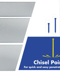 Premium 18 Gauge Brad Nails In 2 Inch One Quarter And Three Quarters Lengths showing chisel point design for easy penetration