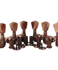 Guitar Locking Tuners Set 3L 3R Rear Lock, Gear Ratio 1 to 21, Trapezium Handle, Antique Bronze, Sealed Housings, 10mm Headstock, Easy String Tension Adjustment, Replacement Machine Heads for Electric Folk Acoustic Guitars, with screws