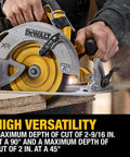 Badass Cordless Circular Saw Featuring Brushless Motor And 7-1/4 Inch Blade Pushing 5500 Rpm for cutting 2-9/16 in. depth.